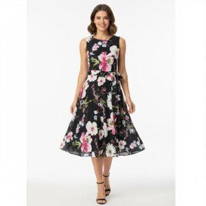 TALBOTS SUMMER DRESS SILK FLORAL MAXI SZ 14 LINED